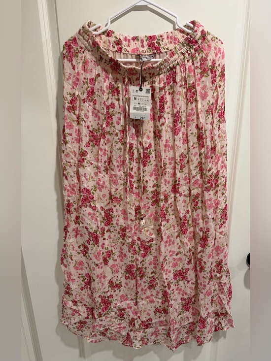 Zara Dresses & Skirts - Zara Floral Crinkle Maxi Skirt Medium Pink White Bohemian Spring Summer NWT NEW